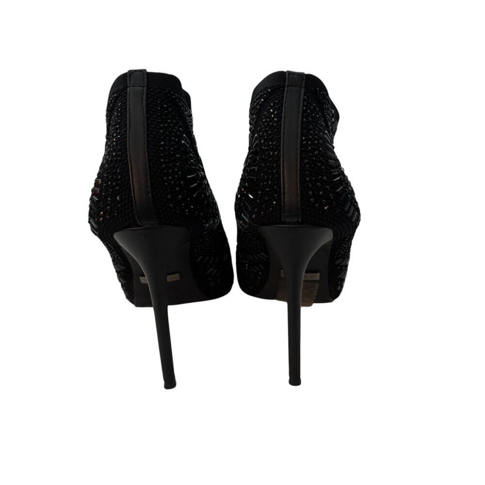 Lauren Lorraine Crystal Embellished Mesh Fabric Booties Black Size 8.5 - Picture 3 of 9